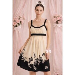 BCBGMaxAzria Silk Dress 4 Cream Milkmaid Coquette Lolita Fairy Core NEW Y2K